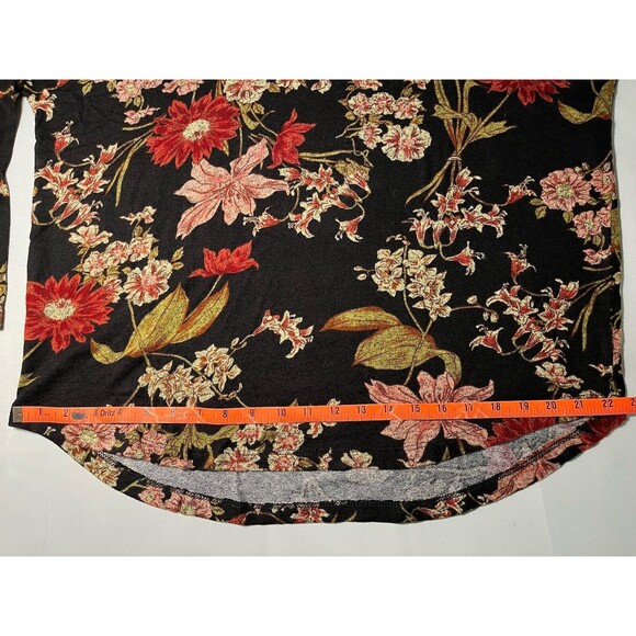 Well Worn Womens Soft V Neck Black Floral‎ Long Sleeve Top Pullover Size Large - Picture 7 of 9